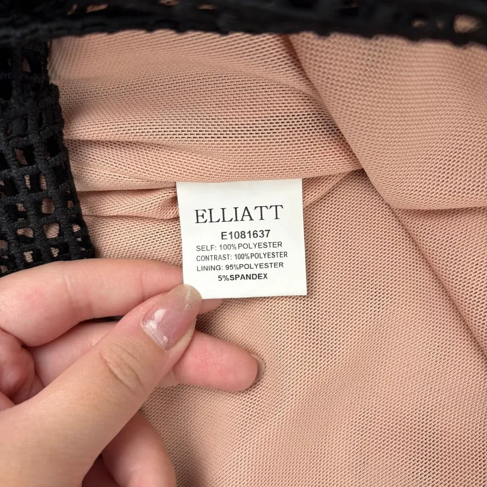 ELLIATT Velosity Midi Cocktail Dress Women's XS Black Neutral Lace Mesh Evening - Picture 11 of 11